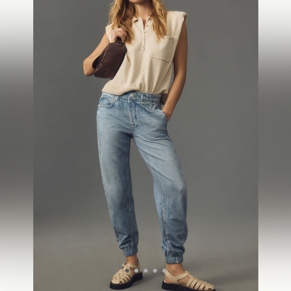 rag bone Miramar Mid-Rise Denim-Knit Jogger Pants -Size Small